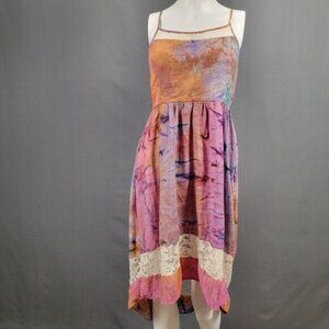 Band of Gypsies Dress XS Tie Dye Lace Trim Boho Festival Look